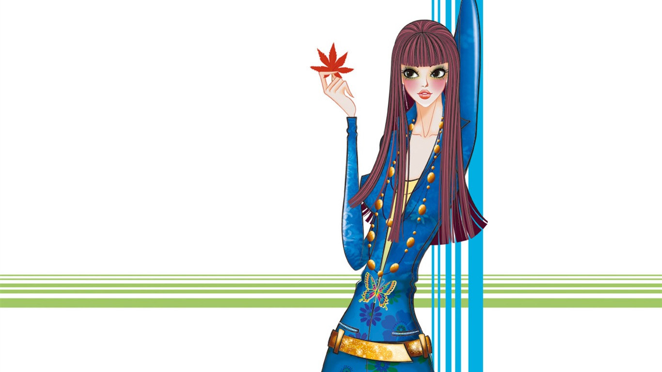 矢量風格 時尚女性壁紙 #18 - 1366x768
