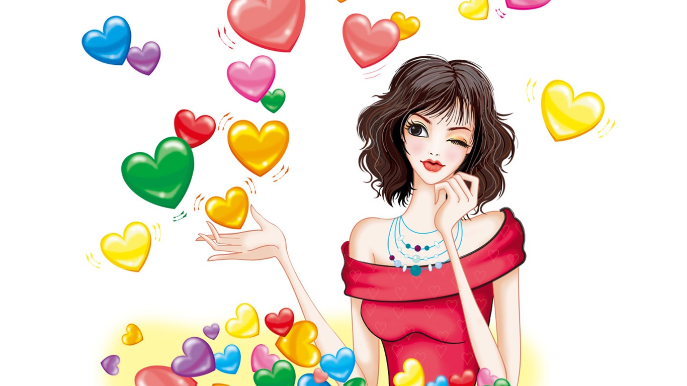 Vector-style fashion women wallpaper #22 - 1366x768