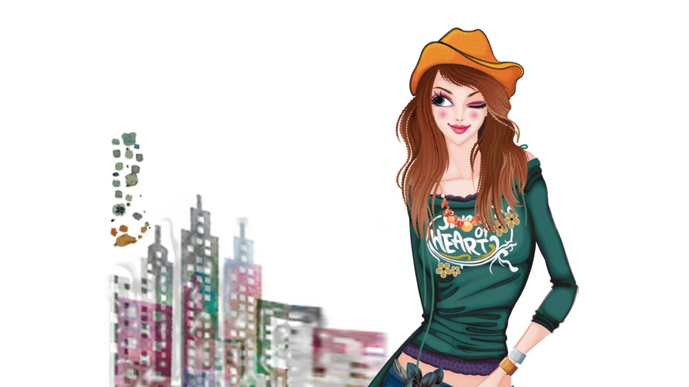 Vector-Style Mode Frauen wallpaper #25 - 1366x768