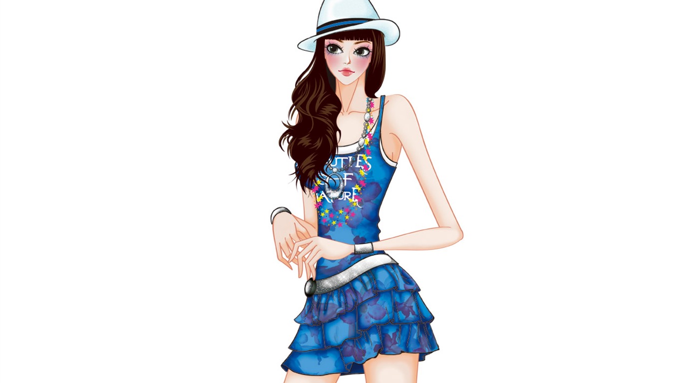 Vector-style fashion women wallpaper #32 - 1366x768