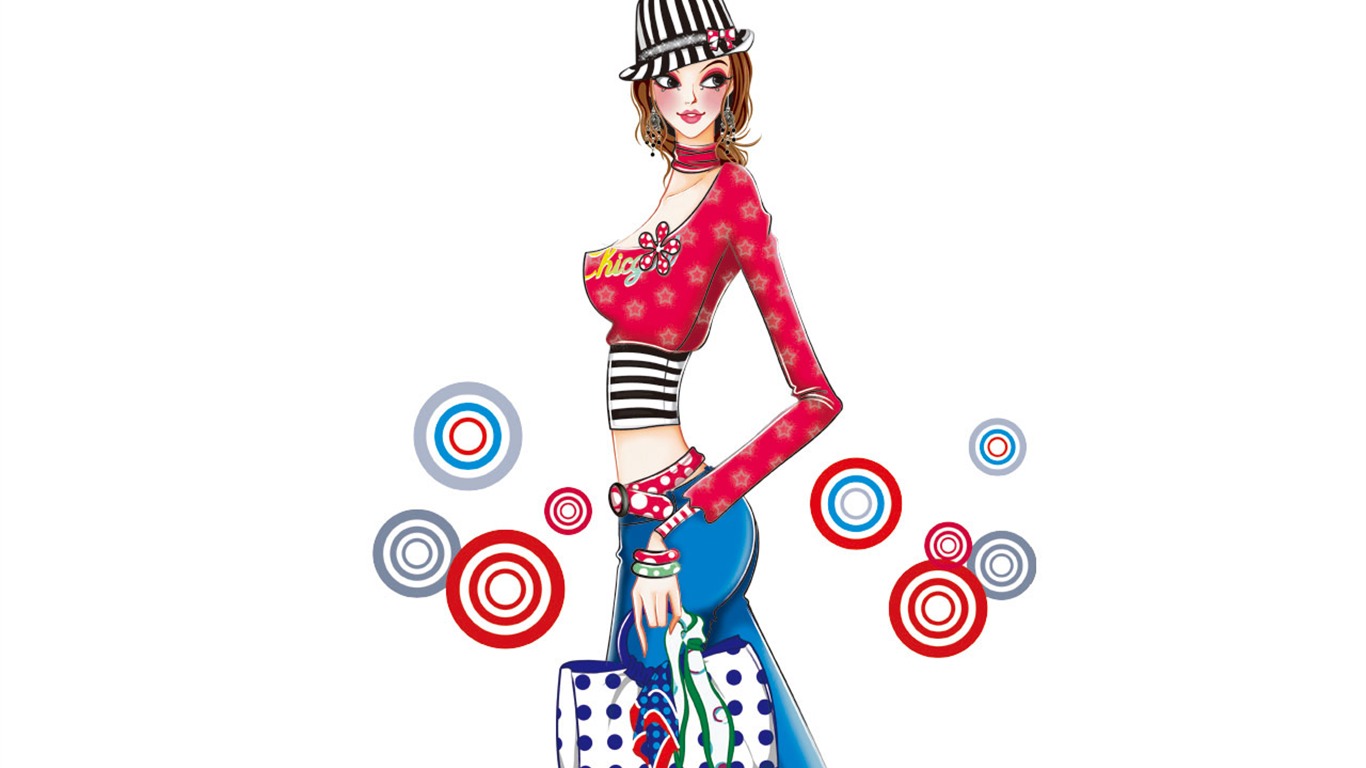 Vector-Style Mode Frauen wallpaper #34 - 1366x768
