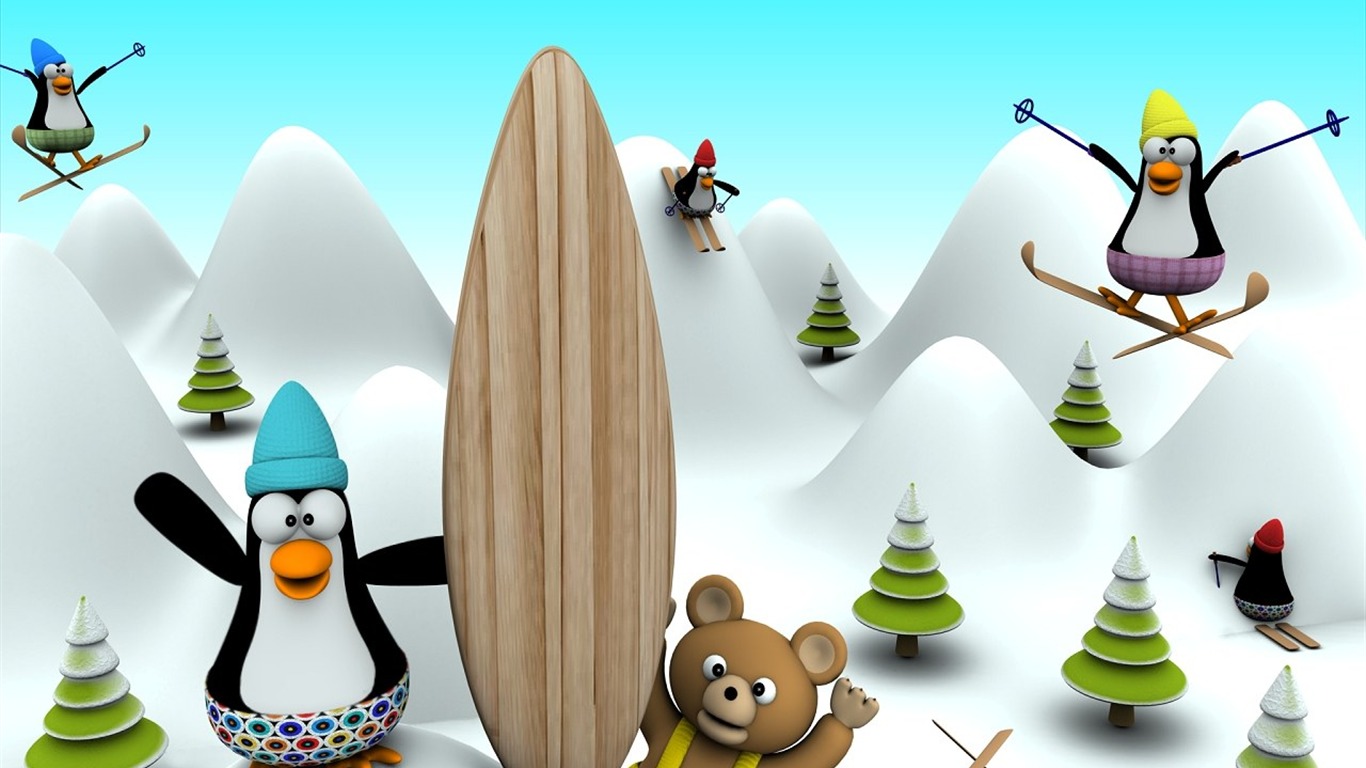 Fun 3D Cartoon Design papier peint #9 - 1366x768