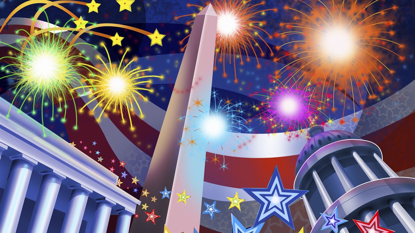 U. S. Den nezávislosti téma wallpaper #16 - 1366x768