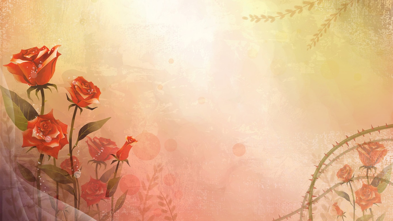 炫彩花卉合成壁紙 #7 - 1366x768