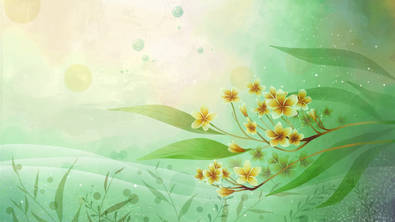 炫彩花卉合成壁紙 #24 - 1366x768