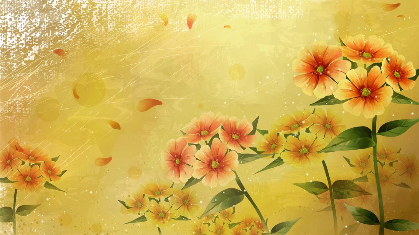 炫彩花卉合成壁紙 #33 - 1366x768