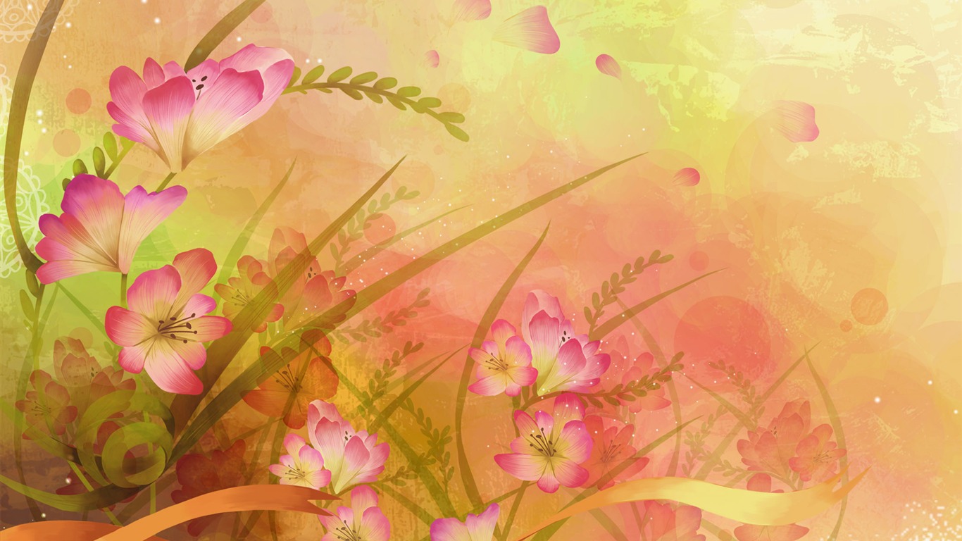 바탕 화면 합성 다채로운 꽃 #40 - 1366x768