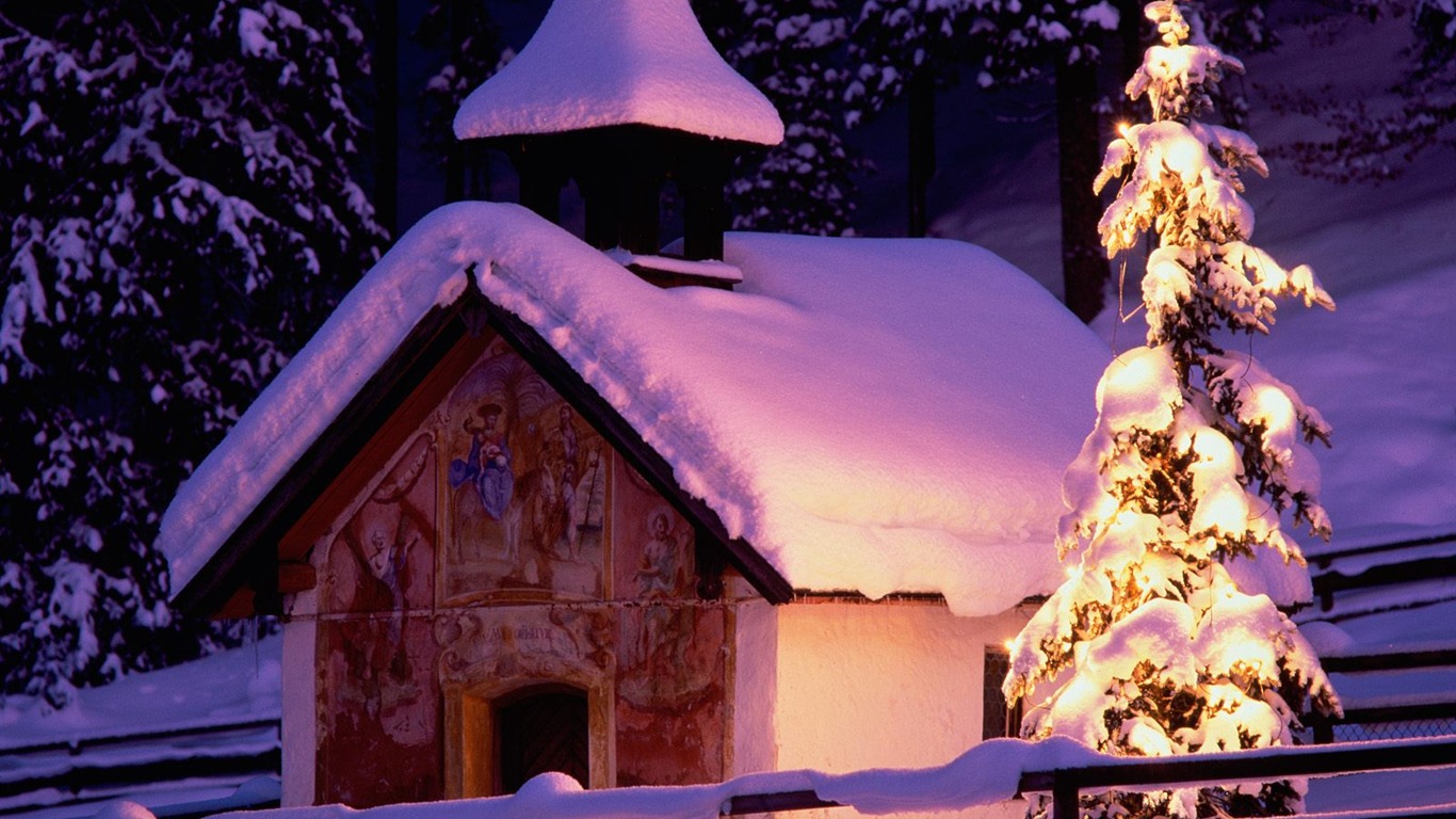 Christmas landscaping series wallpaper (4) #7 - 1366x768