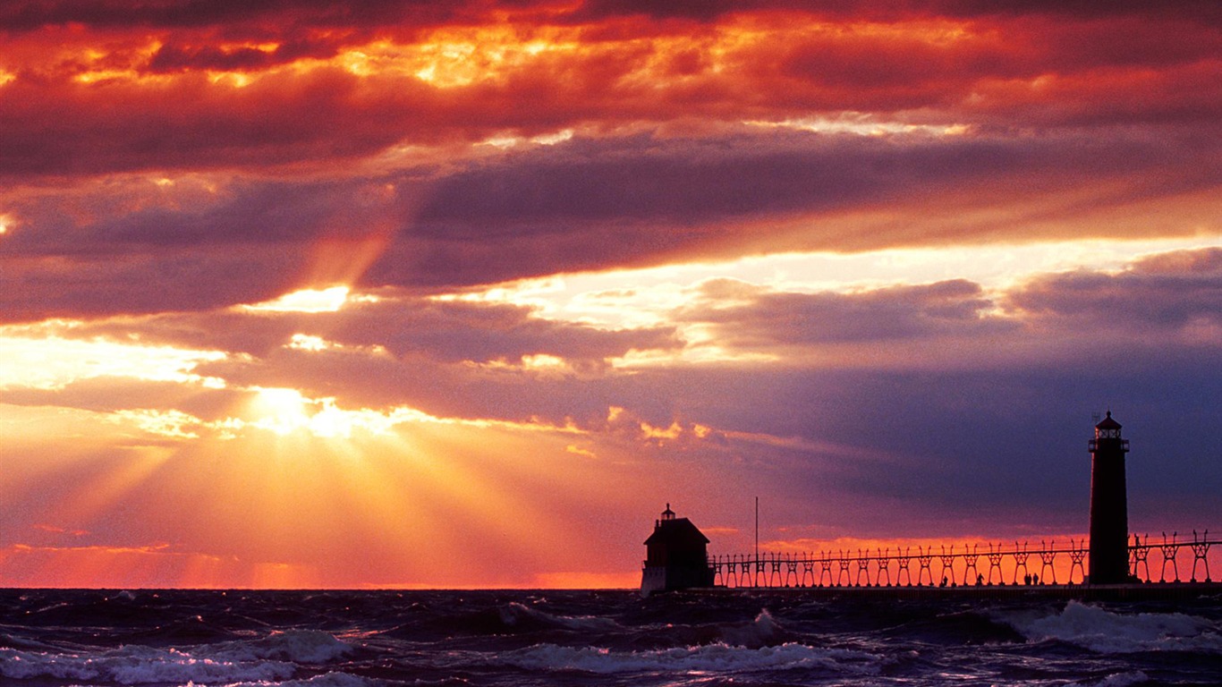 Pobřežní Lighthouse HD Wallpaper #25 - 1366x768
