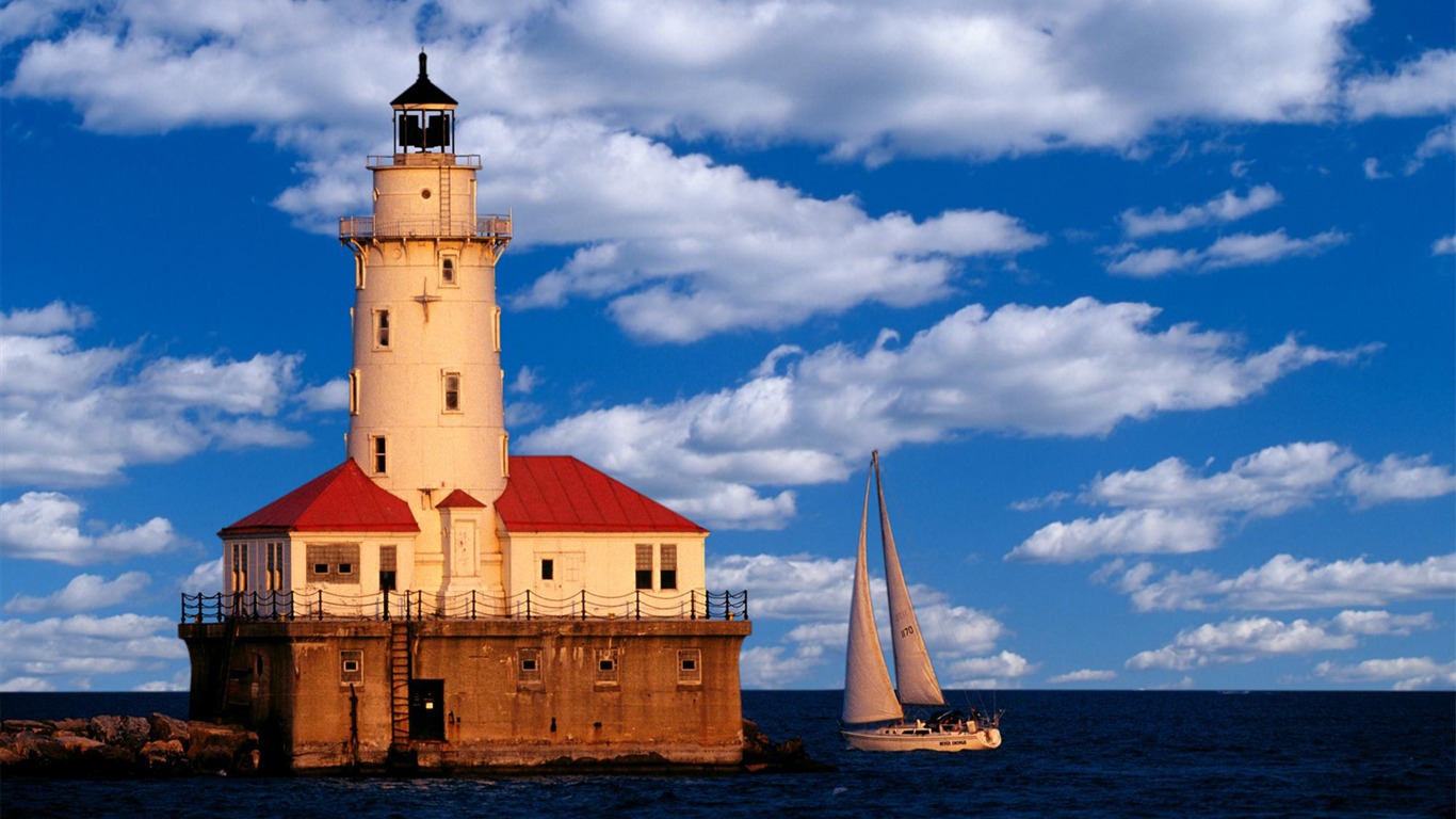 Pobřežní Lighthouse HD Wallpaper #31 - 1366x768