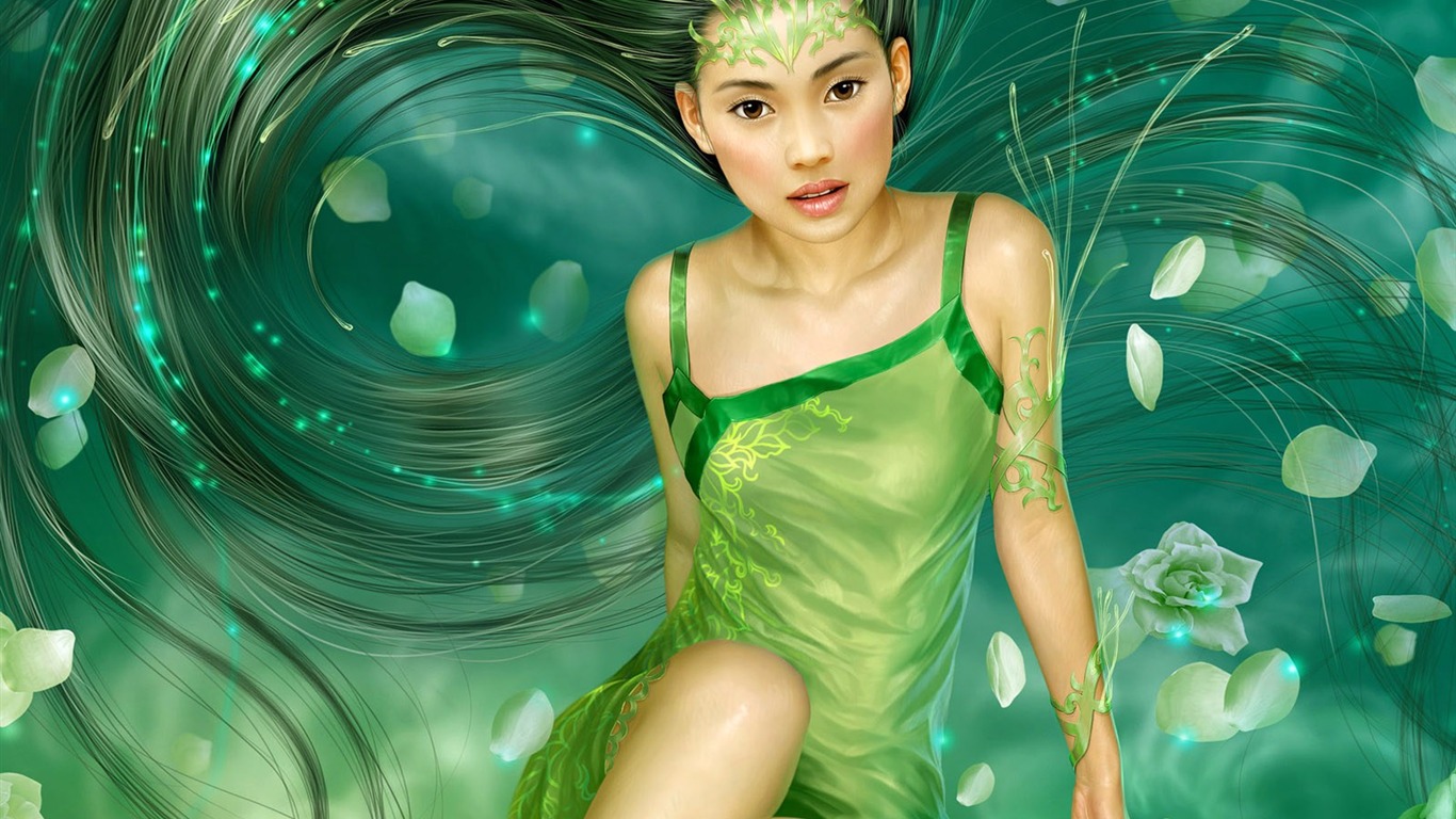 奇幻女性精美插画壁纸10 - 1366x768