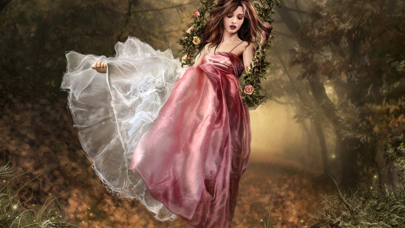 Schöne Frauen wallpaper Fantasy-Illustrator #11 - 1366x768