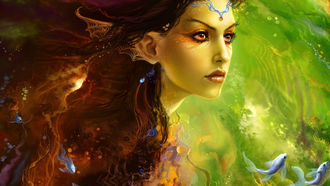 Schöne Frauen wallpaper Fantasy-Illustrator #25 - 1366x768