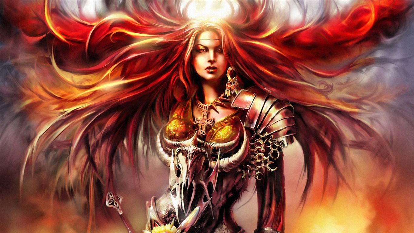 Schöne Frauen wallpaper Fantasy-Illustrator #26 - 1366x768