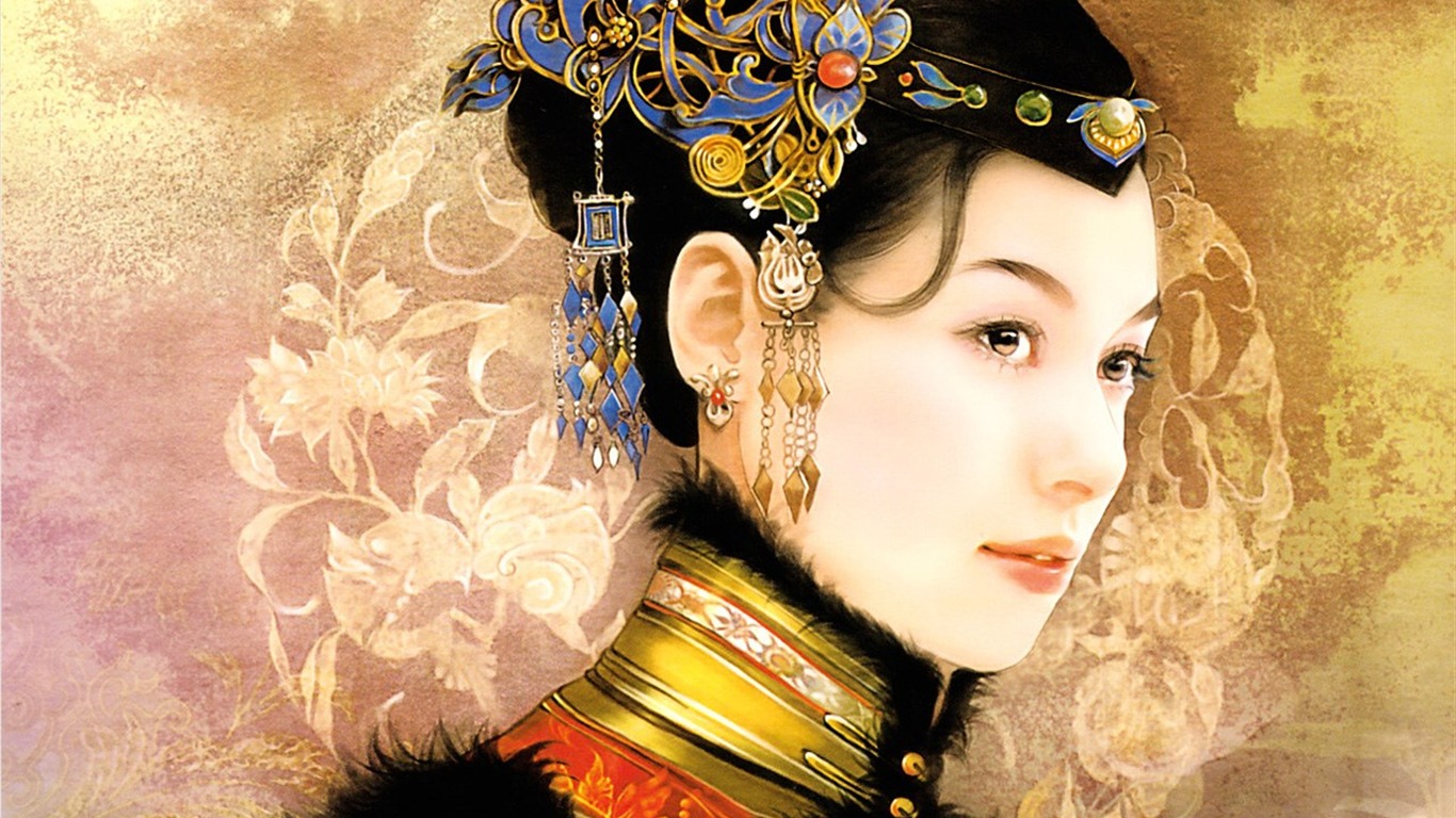 Qing dynastie Ženy Malba Wallpaper #3 - 1366x768
