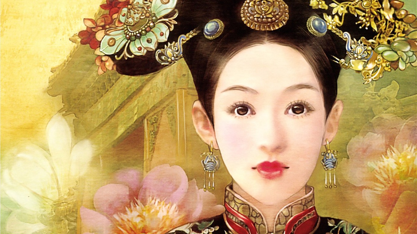 Fond d'écran Peinture Qing dynastie des femmes #8 - 1366x768