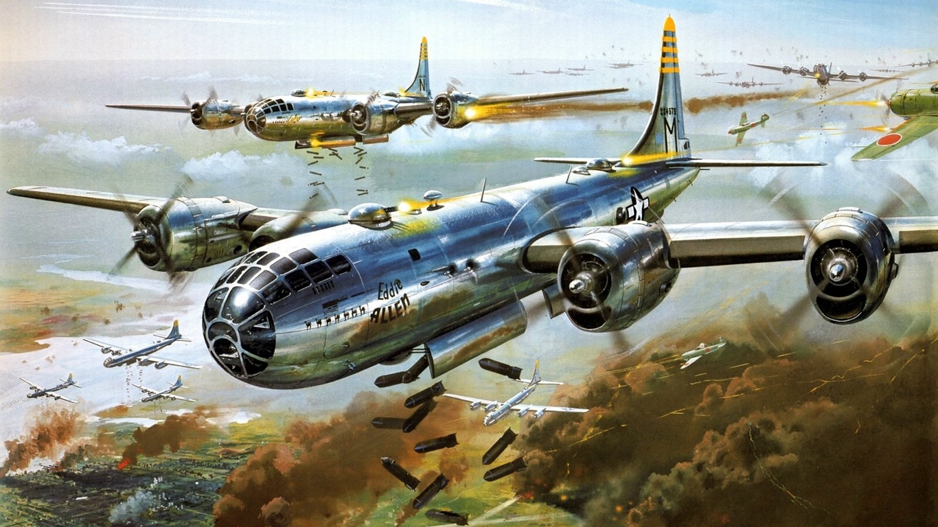 HD wallpaper painting aircraft #1 - 1366x768