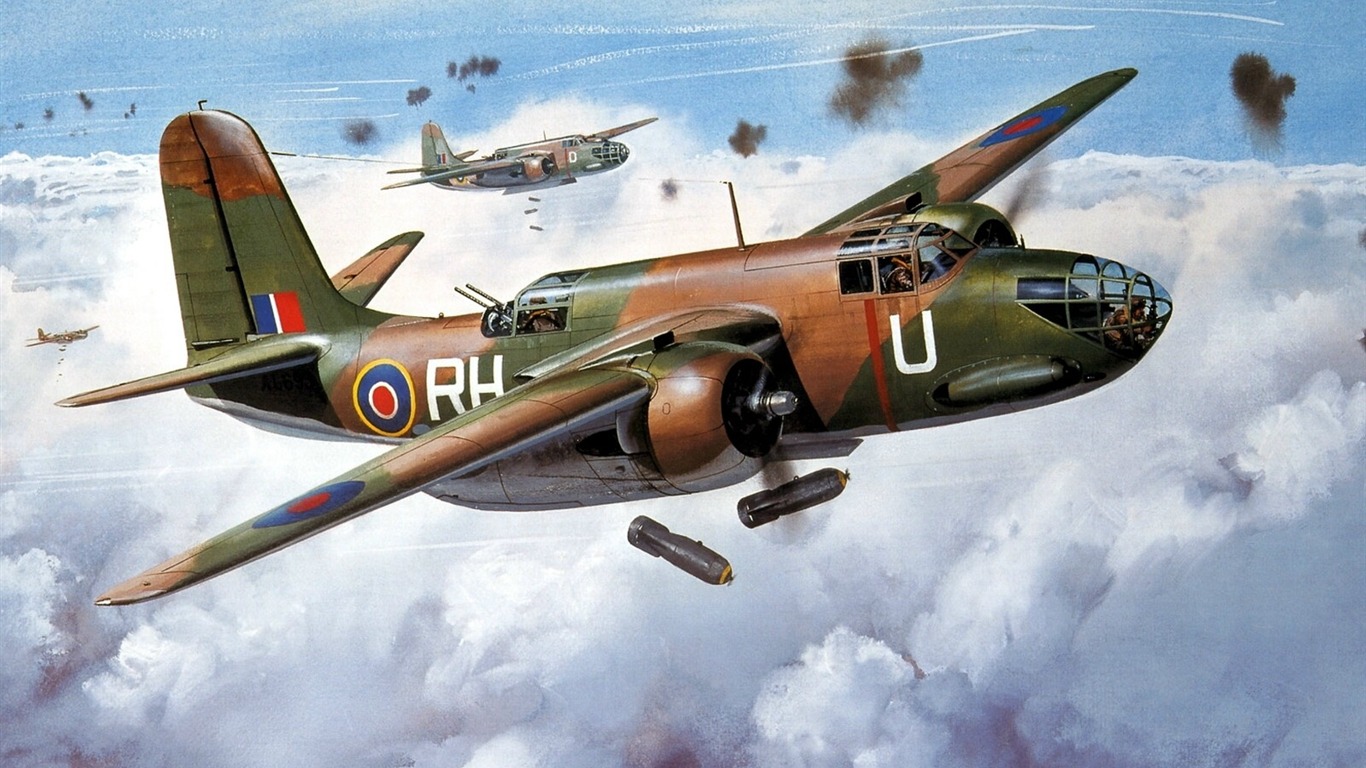 高清晰油畫飛機壁紙 #3 - 1366x768