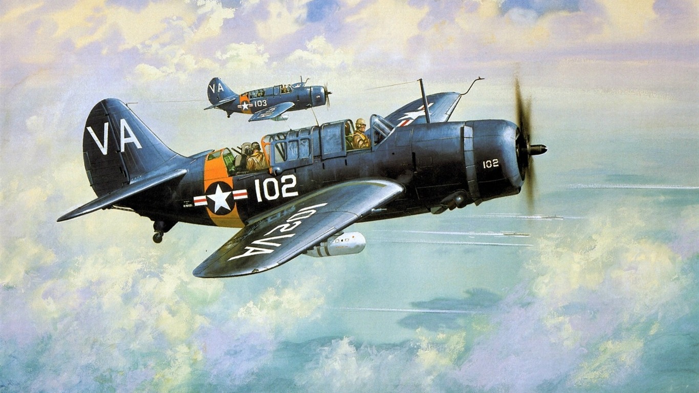 高清晰油畫飛機壁紙 #4 - 1366x768