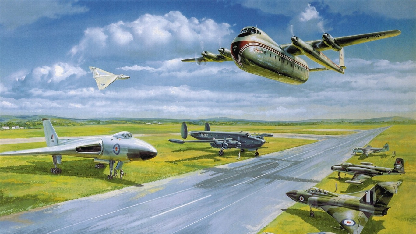 fondos de escritorio de alta definición pintura de aviones #5 - 1366x768