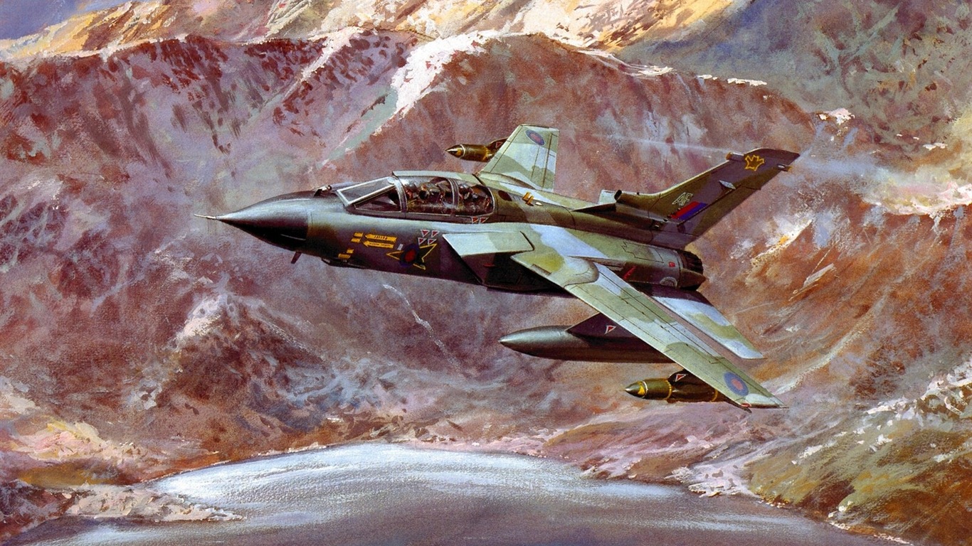 高清晰油畫飛機壁紙 #7 - 1366x768