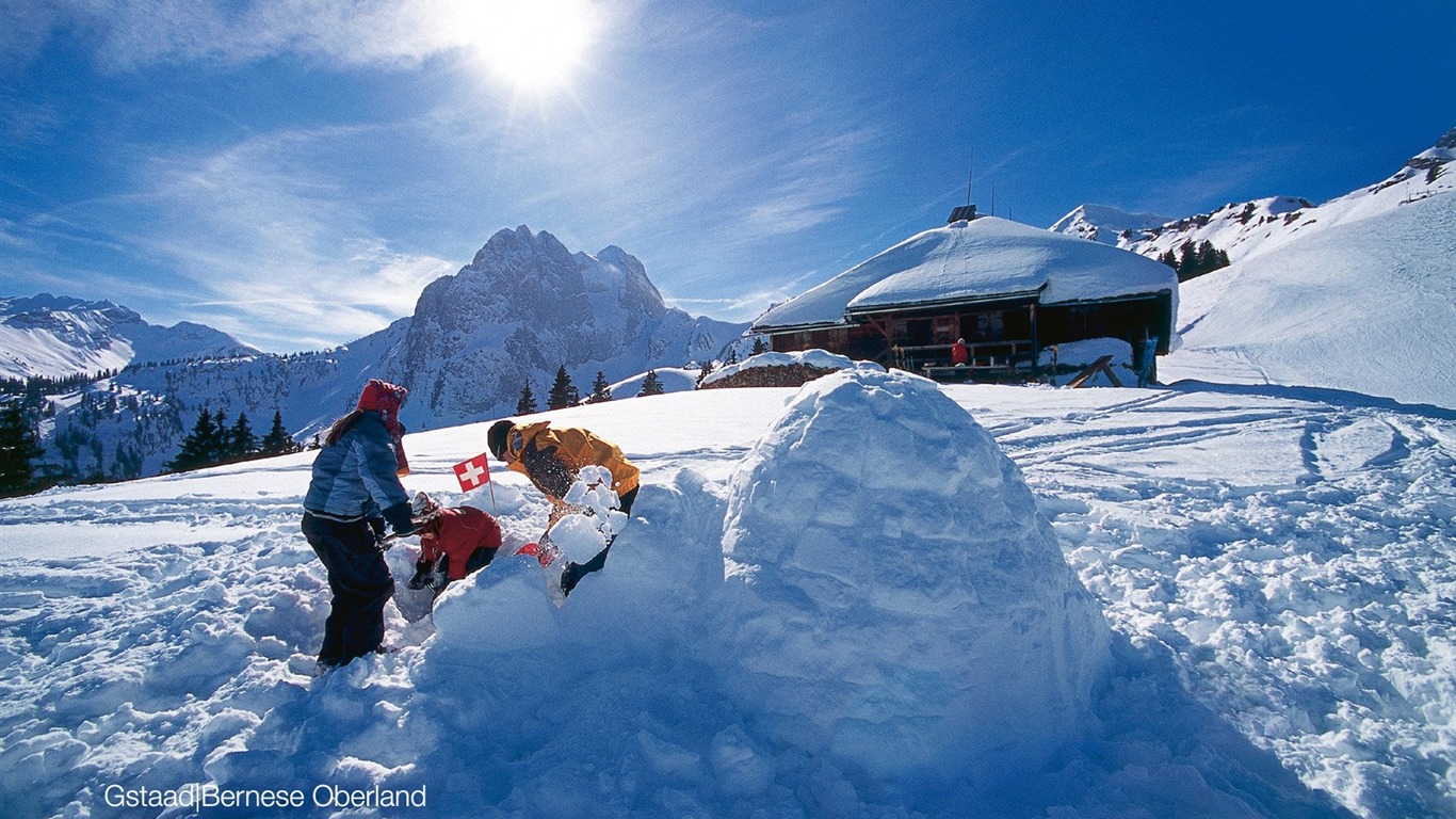 瑞士冬季旅游景点壁纸2 - 1366x768