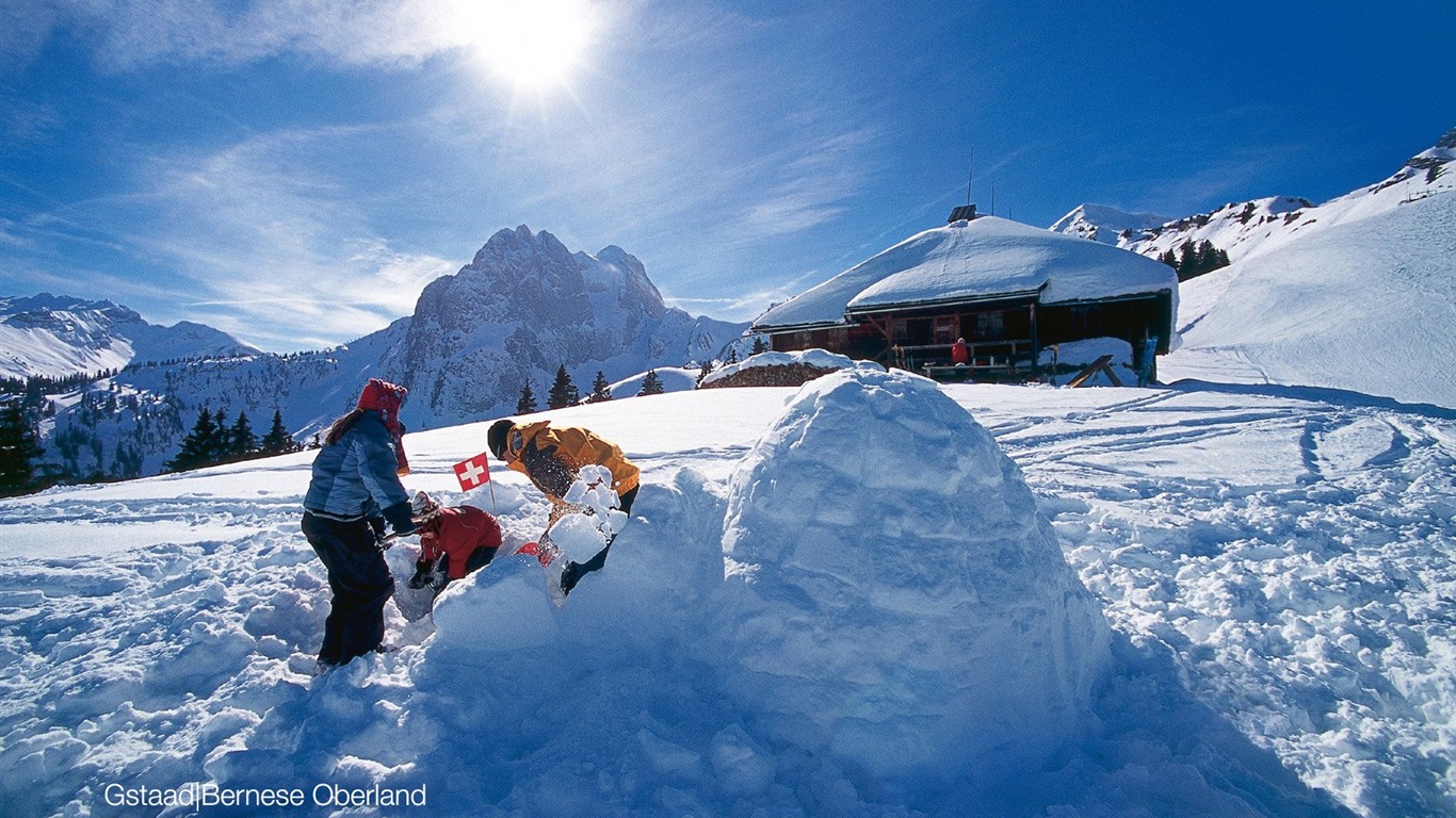 Switzerland Tourism Winter wallpaper #2 - 1366x768