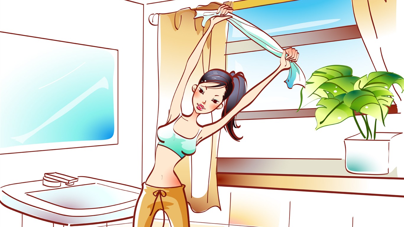 矢量女子運動壁紙 #3 - 1366x768