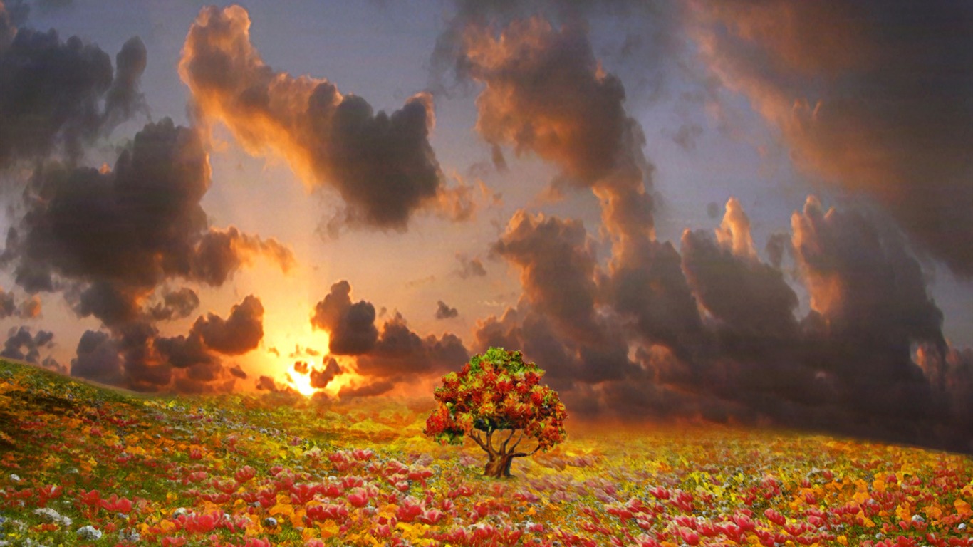 Dream náladu Ranní HD Wallpaper #10 - 1366x768