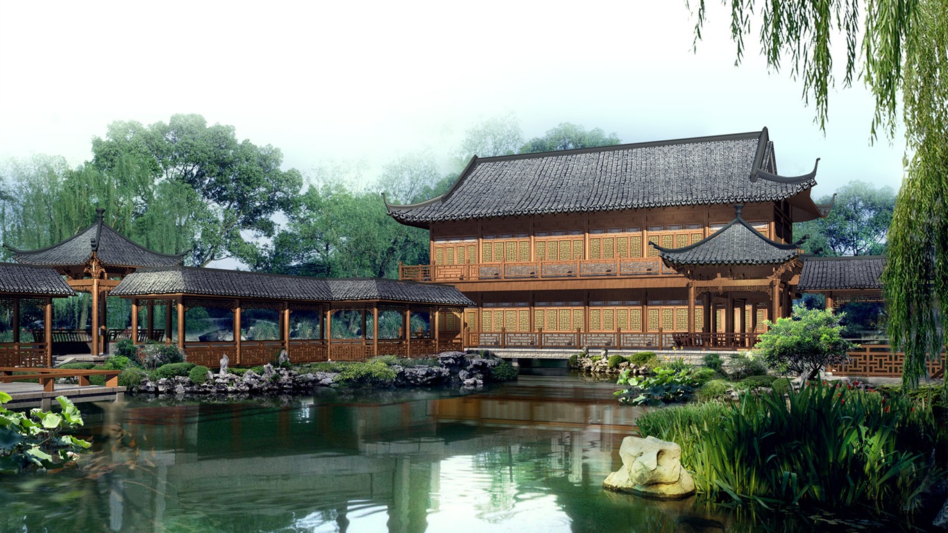 Exquisite architectural landscape wallpaper #14 - 1366x768