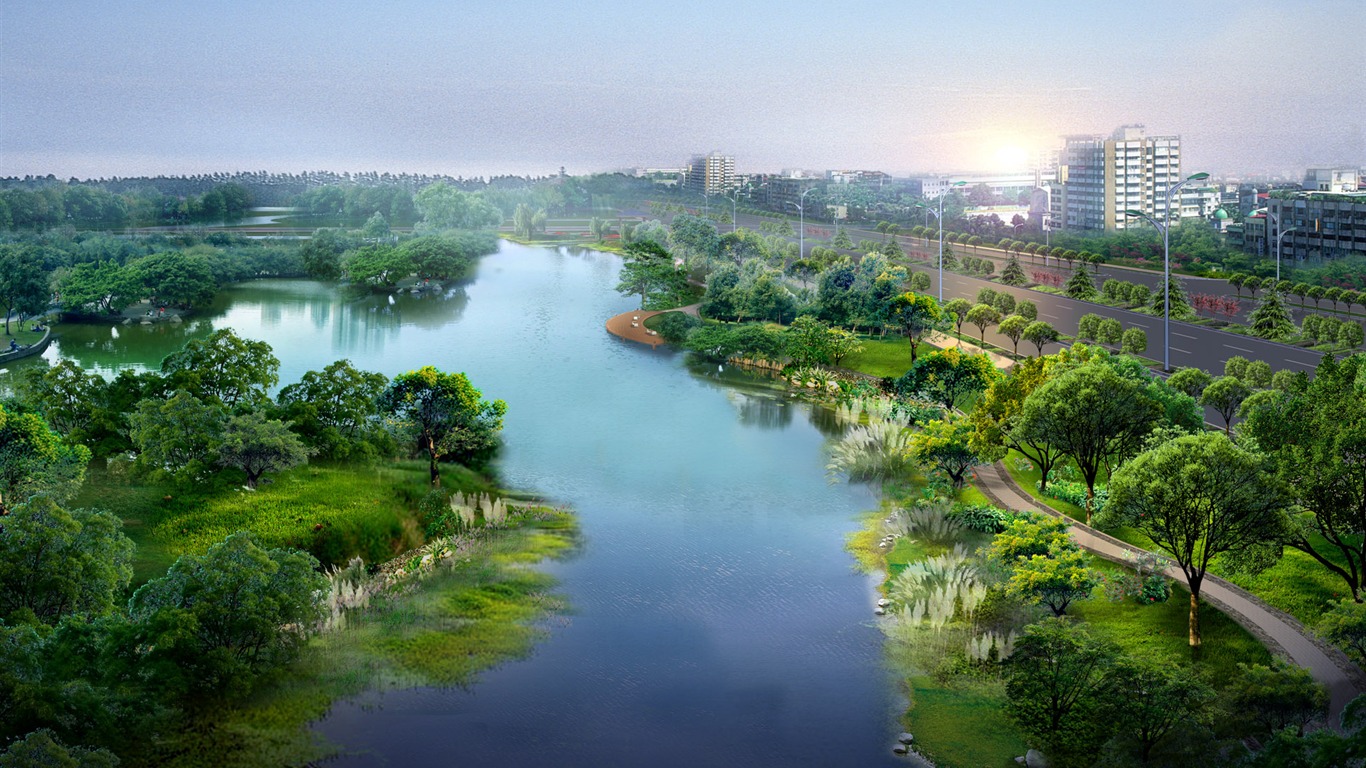 Exquisite architectural landscape wallpaper #17 - 1366x768