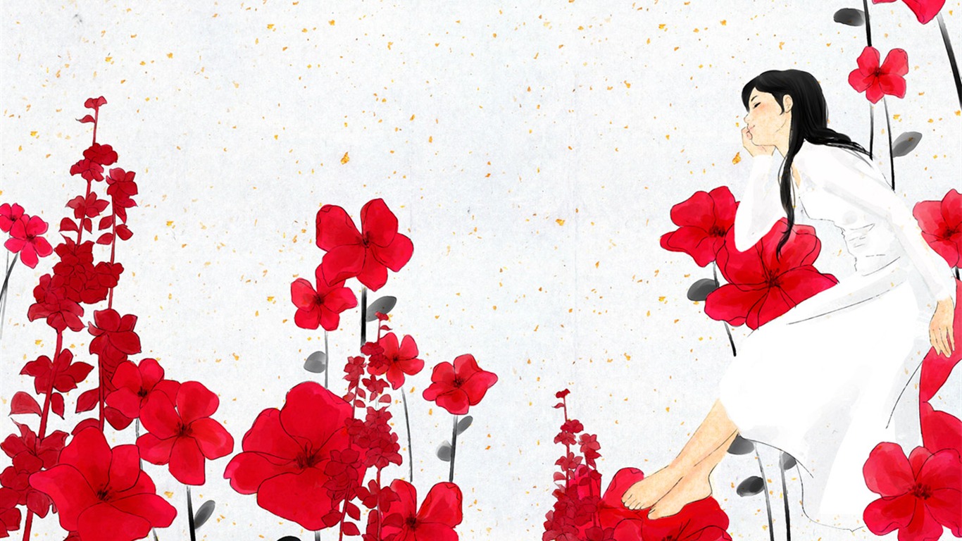 韓國Soo-Hyun柔美插畫 #1 - 1366x768