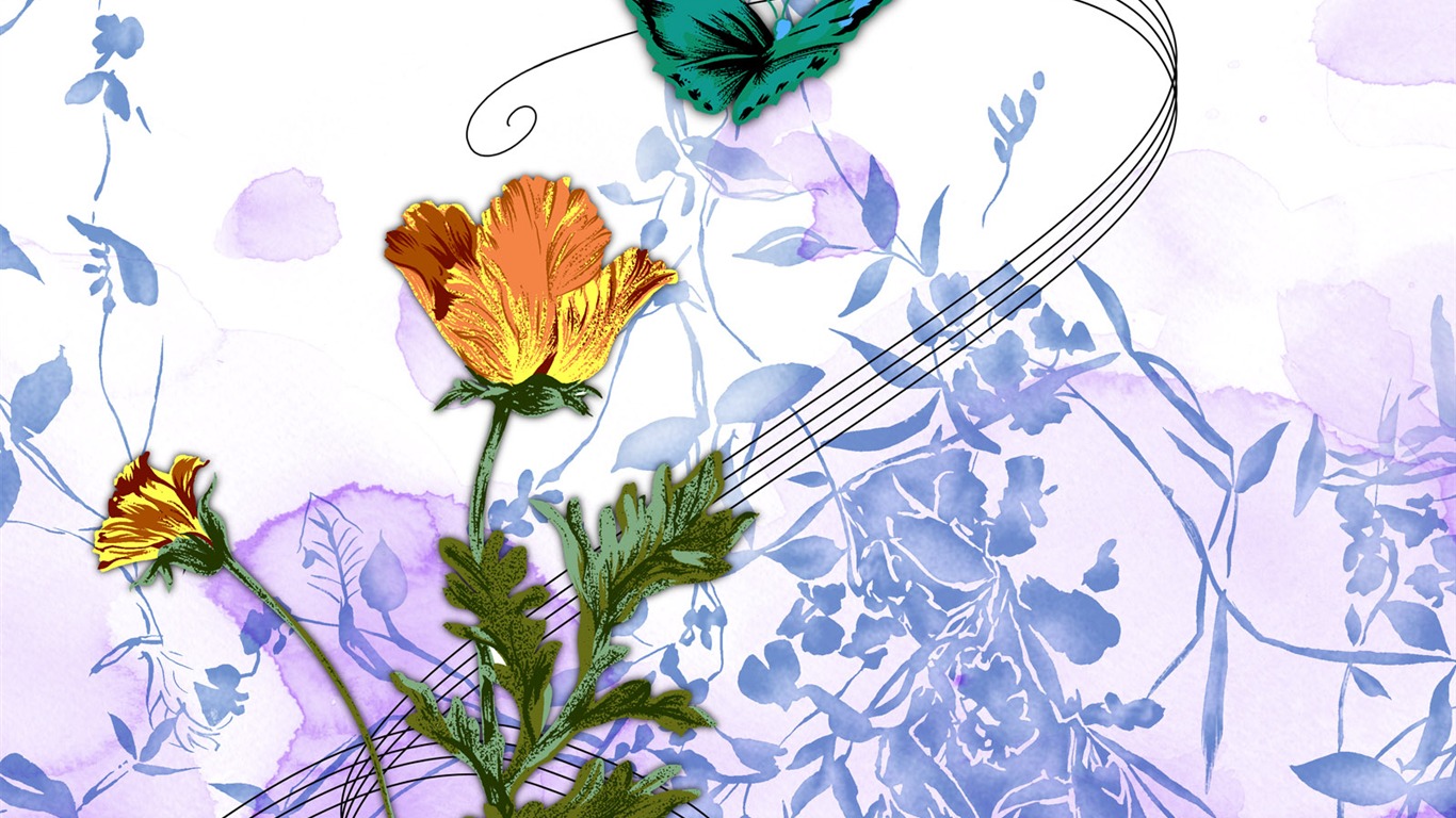 合成花卉 高清壁紙 #5 - 1366x768