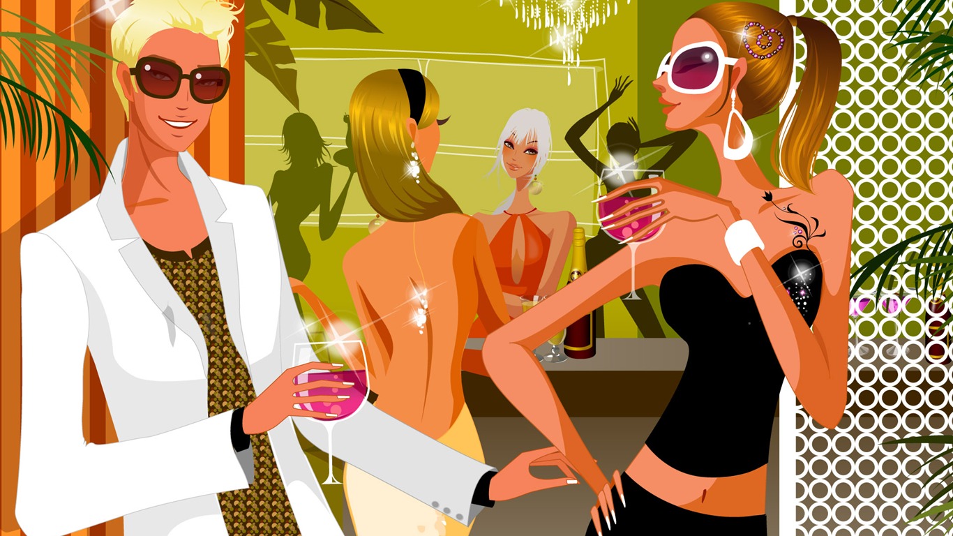 Vector PUB Girls Wallpaper #10 - 1366x768