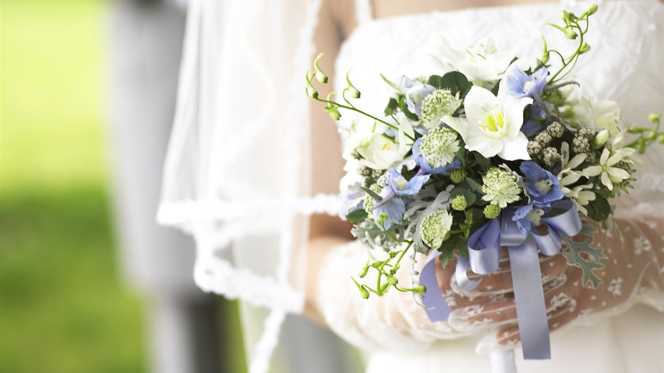 Svatební květinový svatební prsten tapetu (2) #4 - 1366x768