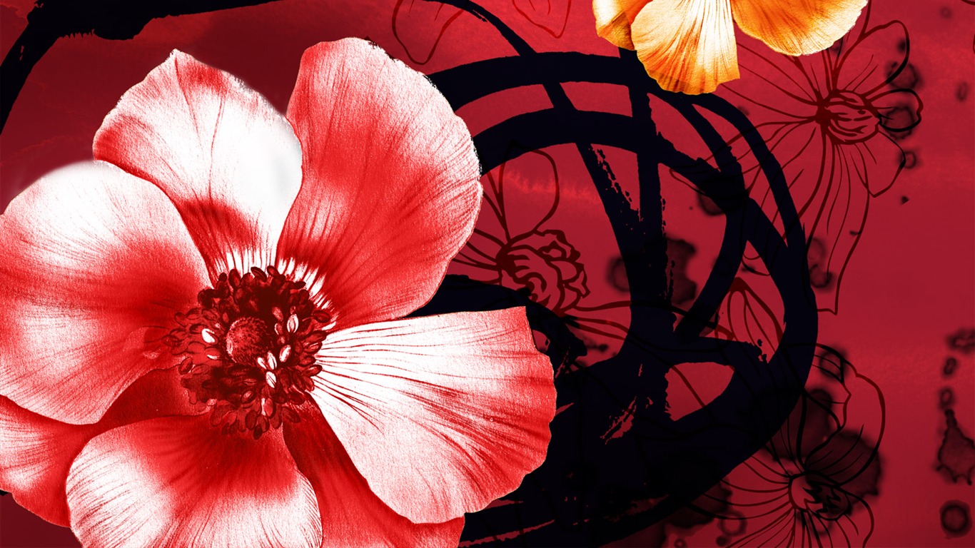 znamenitý inkoust květina tapety #2 - 1366x768