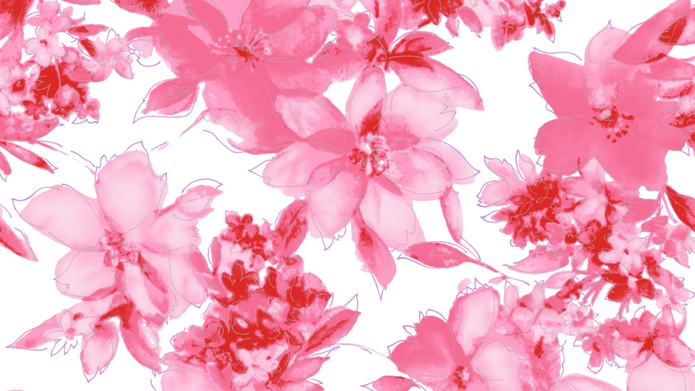 절묘한 잉크 꽃 배경 화면 #3 - 1366x768
