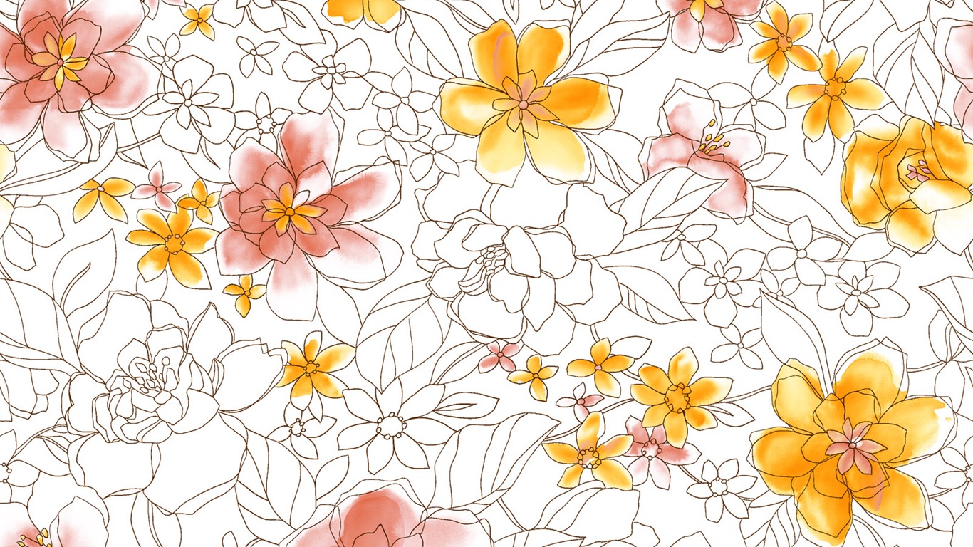 절묘한 잉크 꽃 배경 화면 #14 - 1366x768