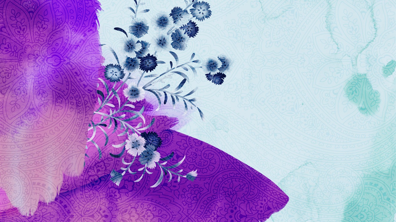 水墨花卉精美壁紙 #22 - 1366x768
