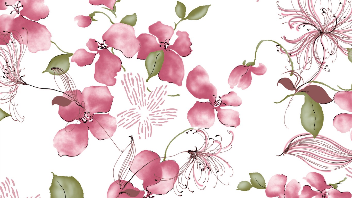Exquisite Ink Flower Wallpapers #24 - 1366x768
