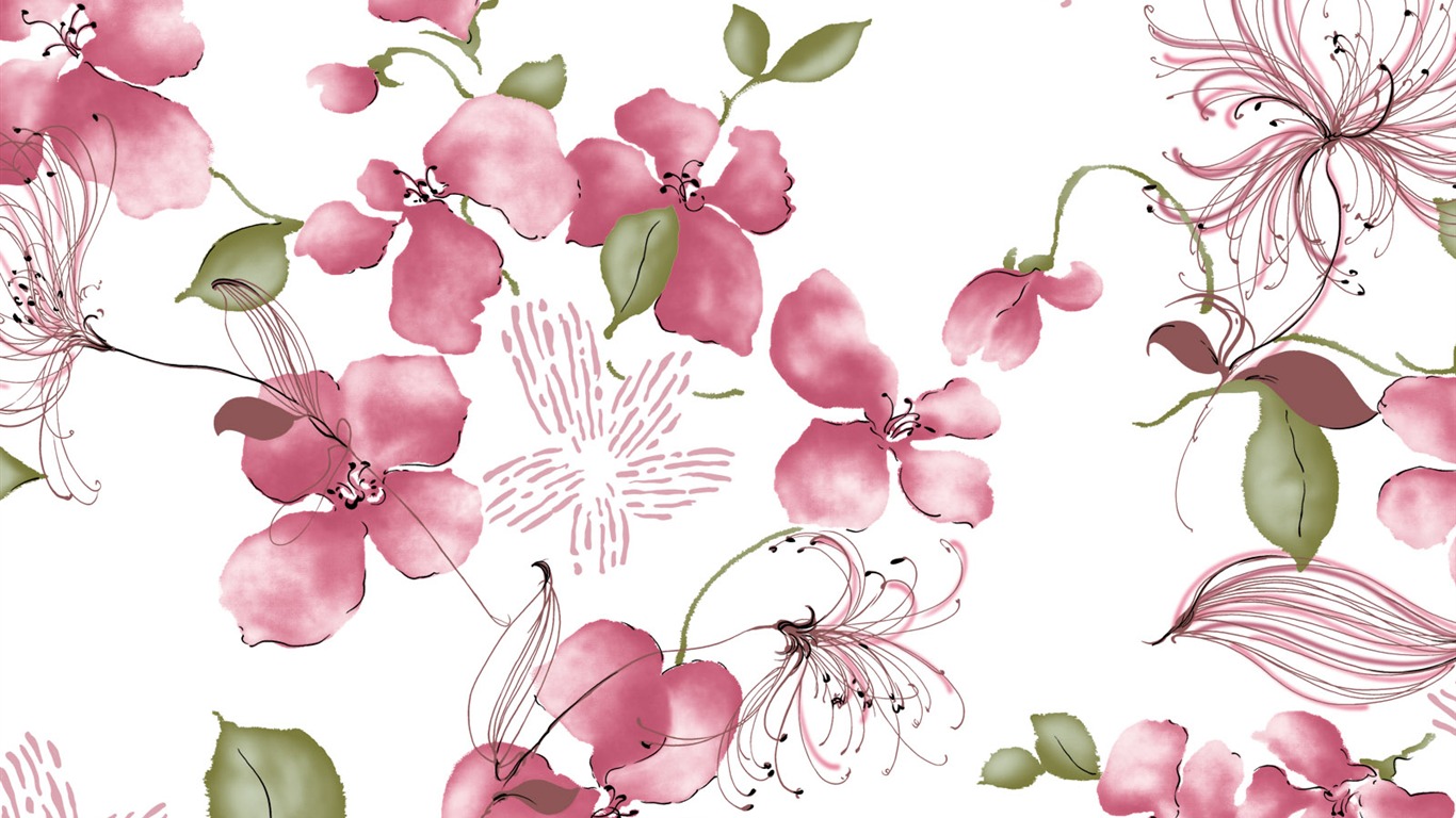 水墨花卉精美壁紙 #24 - 1366x768