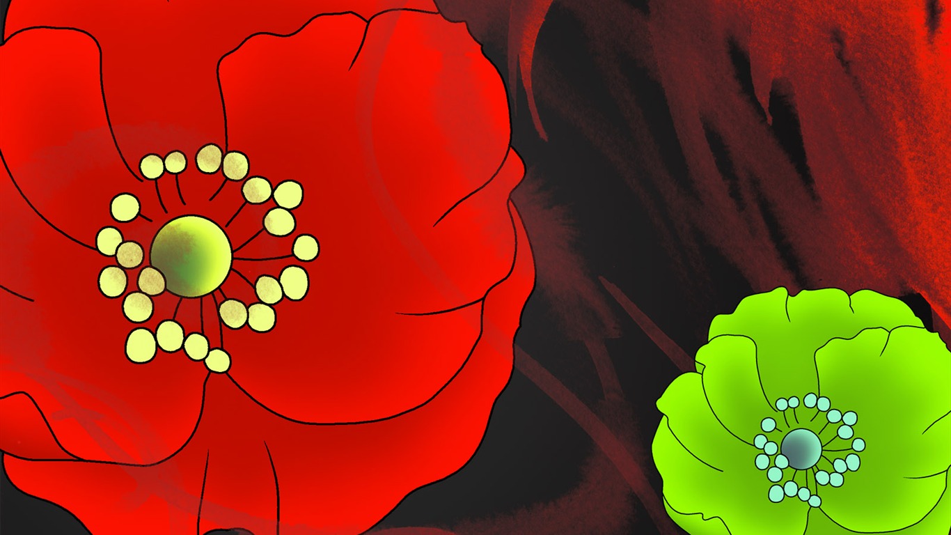 水墨花卉精美壁紙 #25 - 1366x768
