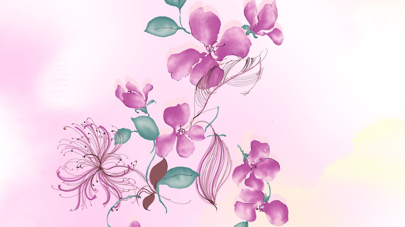 水墨花卉精美壁紙 #26 - 1366x768