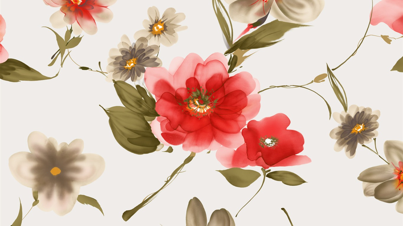 水墨花卉精美壁纸28 - 1366x768