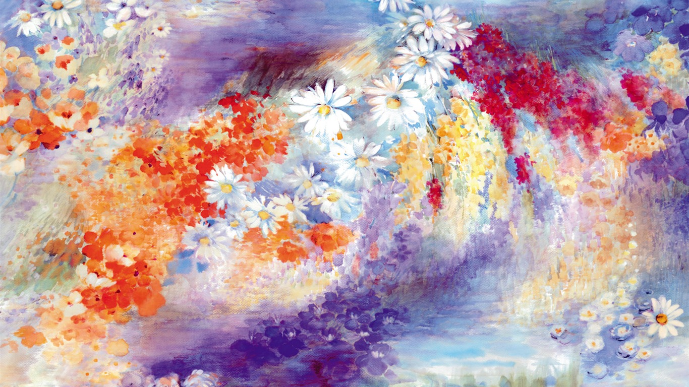 Exquisite Ink Flower Wallpapers #29 - 1366x768