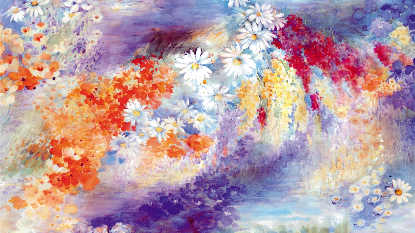 水墨花卉精美壁紙 #29 - 1366x768