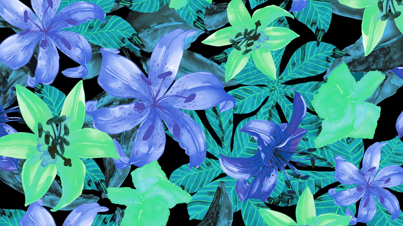 水墨花卉精美壁紙 #30 - 1366x768