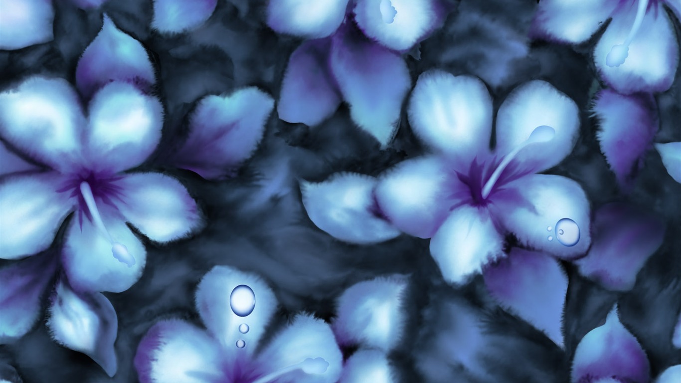 절묘한 잉크 꽃 배경 화면 #31 - 1366x768