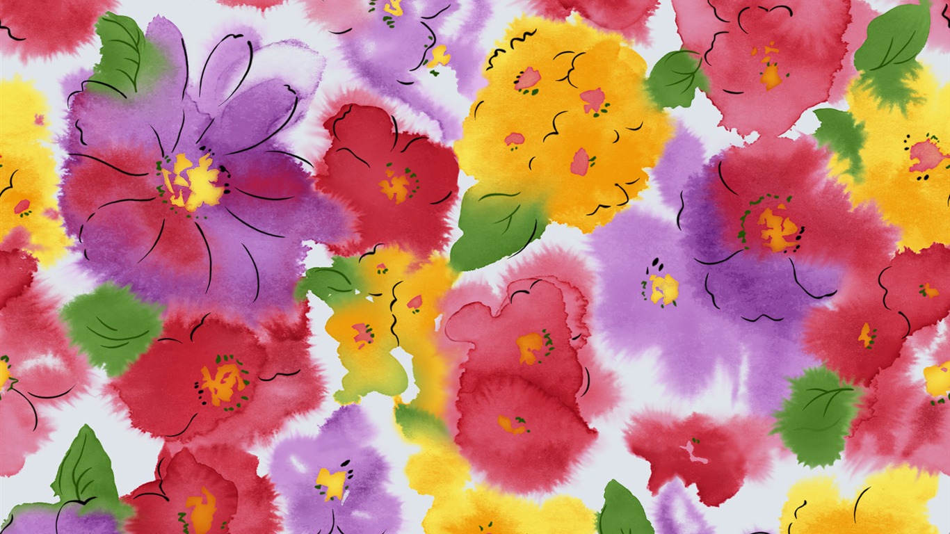 水墨花卉精美壁紙 #32 - 1366x768