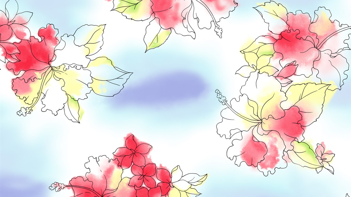 水墨花卉精美壁紙 #34 - 1366x768